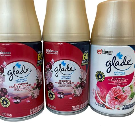 3 Glade Blooming Peony Cherry Automatic Spray Refill Air Freshener