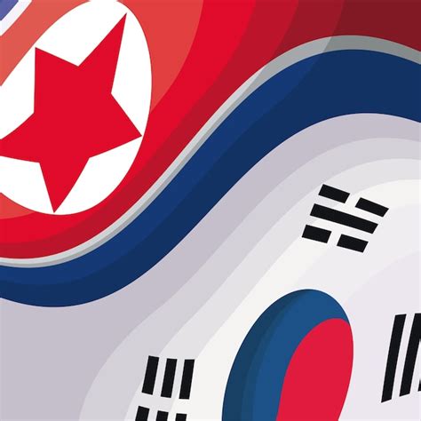 Premium Vector North Korea And South Korea Flags