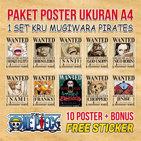 Jual Poster Bounty One Piece Paket Pcs Poster Kru Mugiwara Pirates Shopee Indonesia