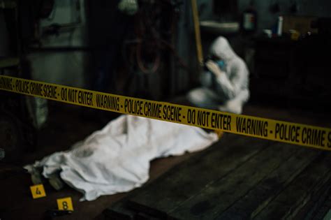 Crime Scene Investigation Forensic Investigating Behind Dead Cover Body