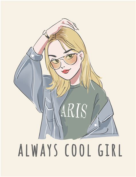 Slogan With Cute Cartoon Girl Illustration Download Free