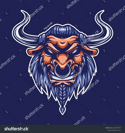 Angry Minotaur Head Mascot Illustration Stock Vector Royalty Free