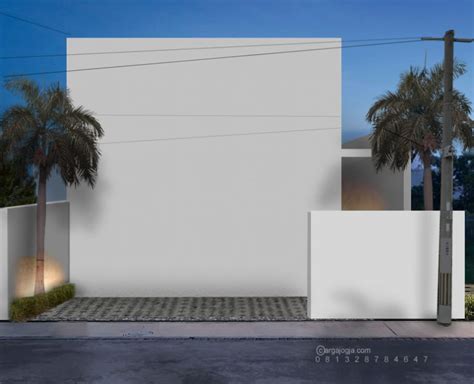 desain fasad rumah kotak putih  pintu jendela argajogja