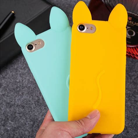 Lovely 3d Cat Ears Tail Design Phone Case For Iphone 5 5s Se 6 6s 6plus