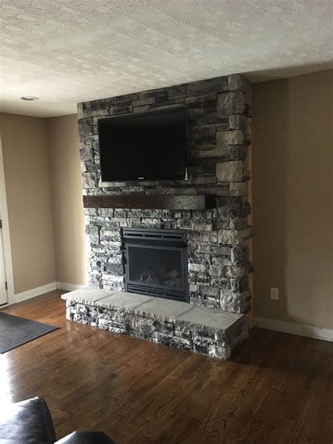 Dyi Mountain Stone Fireplace Wnatural Gas Ventless Logs Fireplace