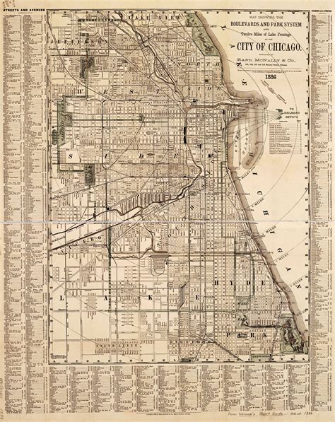 1886 Chicago Map By Rand Mcnally Chicago Map Vintage Maps Chicago Parks