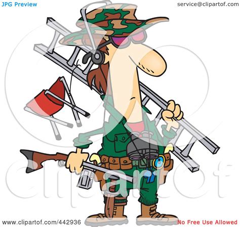 Royalty Free Rf Clip Art Illustration Of A Cartoon Hunter Carrying