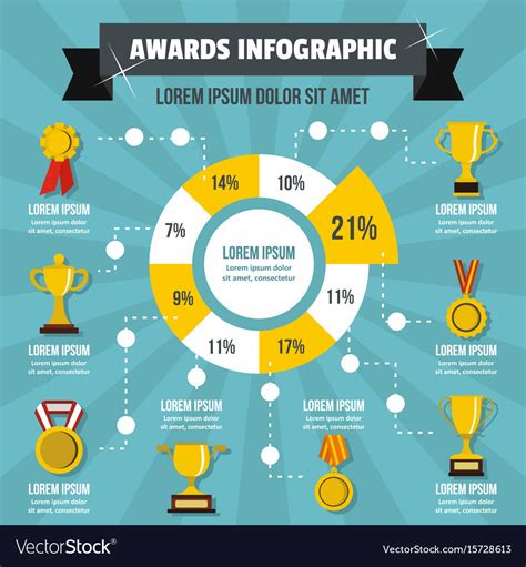 Awards Infographic Concept Flat Style Royalty Free Vector