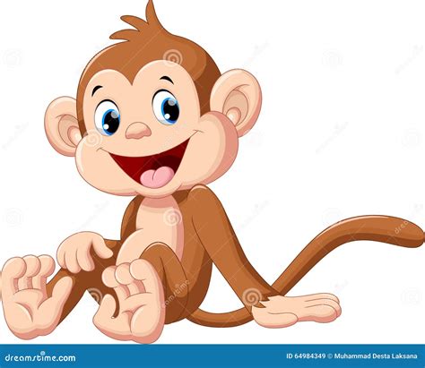 Cute Monkey Cartoon Sitting Stock Illustration Illustration Of