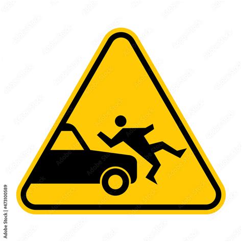 Accident With Pedestrian Warning Sign Vector Illustration Of Yellow