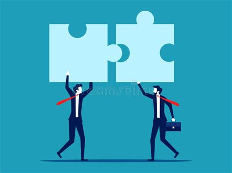 Mergers And Acquisitions Businessmen Work Together To Assemble A