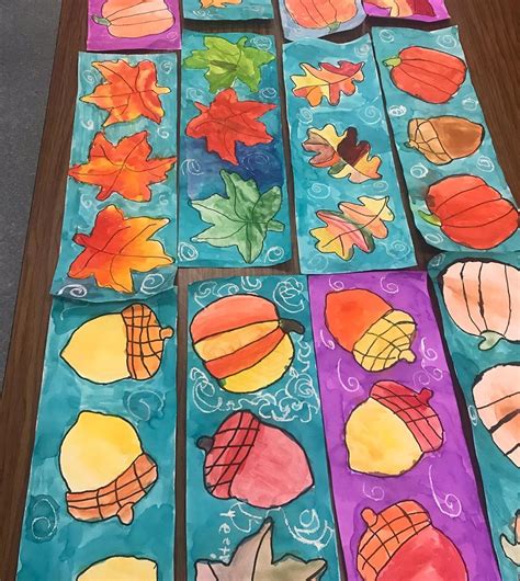 Fall Foliage 🍁🍂🍁🍂🍃🍂🍁 We Used Bright Colors And Oil Pastel To Create