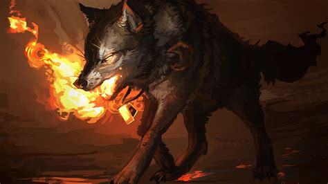 Fire Cool Wolf Backgrounds 1366x768 Wallpaper