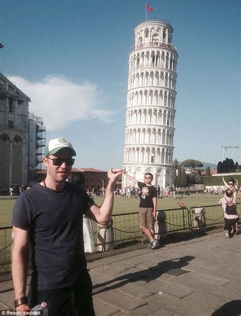 Holidaymaker Photobombs Other Tourists Posing At The Leaning Tower Of