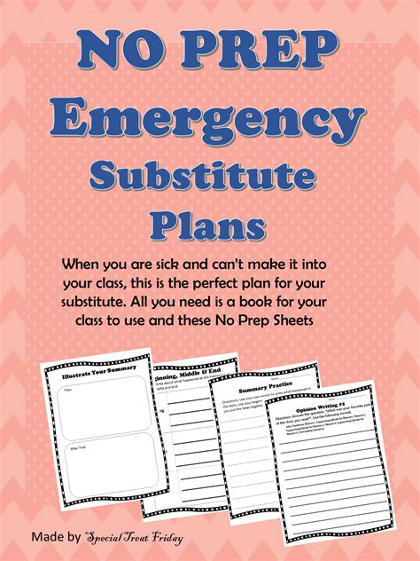 Emergency Substitute Plans These No Prep Plans Will Get Your