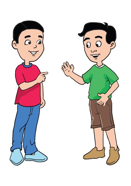 Cartoon Of Two Boys Friendly Talking Vector Cartoon Free Vector Free
