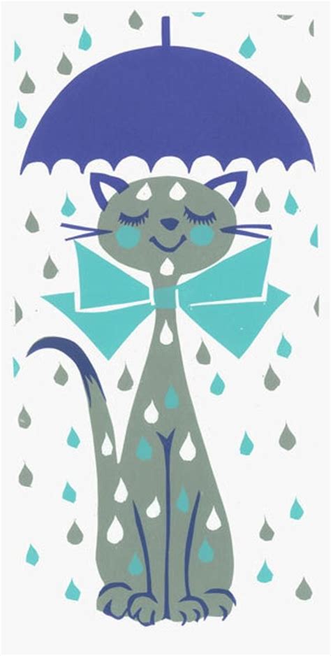 Umbrella Kitty 10 X 20 Original Art Print By Print Mafia Meow Meow