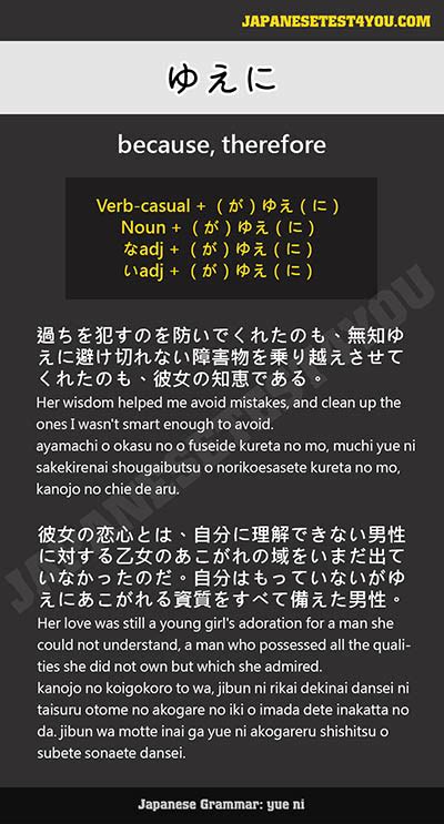 Learn JLPT N1 Grammar ゆえに yue ni Japanesetest4you