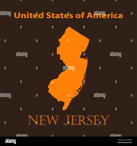 Orange New Jersey Map Vector Illustration Simple Flat Map Of New