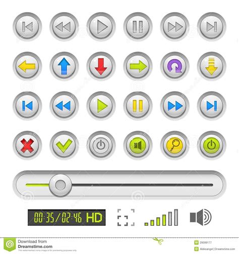 Set Of Buttons For Media Player Stock Vector Illustration Of Pause
