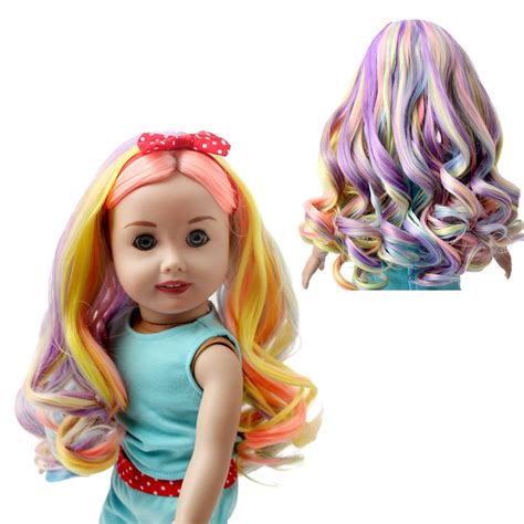 Muziwig 18 Inch American Doll Hair Wig Long Curly Hair Diy Doll