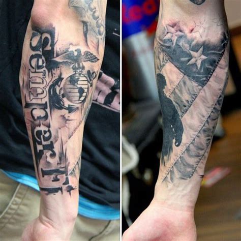 This you will help the development of our service. Forearm sleeve tattoos, Marine tattoo, Usmc tattoo