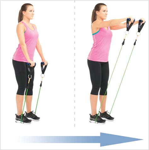 Standing Front Shoulder Raise With Resistance Bands Shoulder Workout