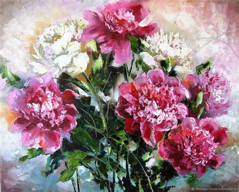Peonies Oil Painting On Canvas Garden Flowers T