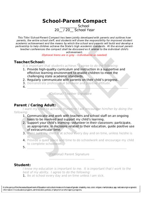 Title I Part A School Parent Compact 2024 Doc Template Pdffiller