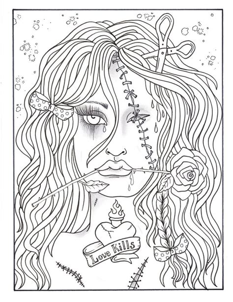 Creepy Zombie Girl Coloring Pages And Book For Kids