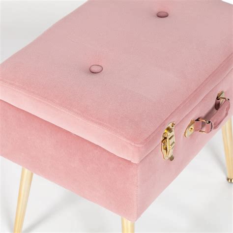 Pink Suitcase Stool With Gold Legs Maison Reproductions