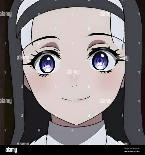 Smiling Anime Manga Girl In A Nun Outfit Standing In A Monastery Generative AI Stock Photo Alamy