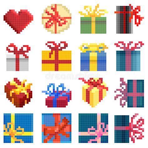 Set Of Vector Simple Pixel Presents Box Royalty Free Stock Photo