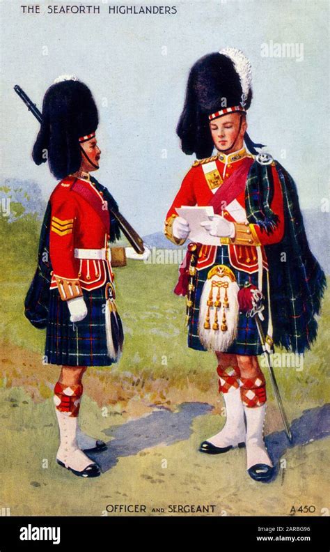 Uniform Of Officer And Sergeant Of The Seaforth Highlanders Stock Photo