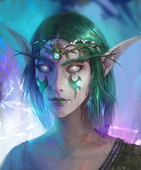 Artstation Elf Bella Bergolts Warcraft Art Night Elf Female