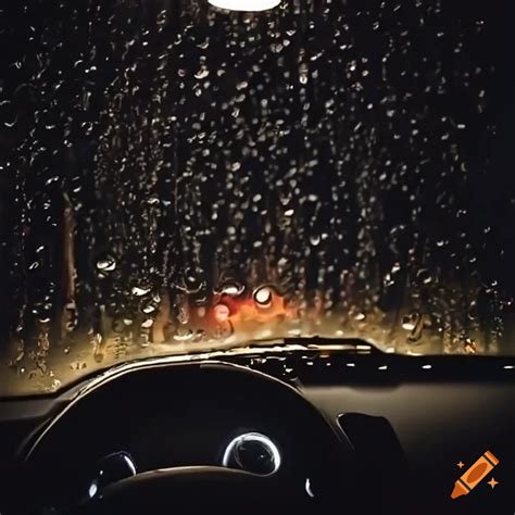 Nighttime Rain As Seen From Inside A Car