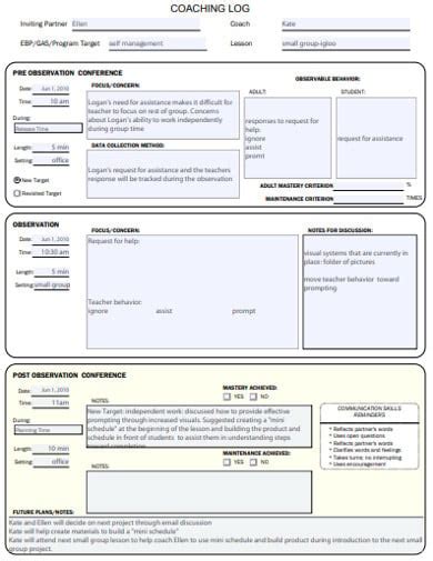 Free 10 Coaching Log Templates In Pdf Ms Word Free And Premium Templates