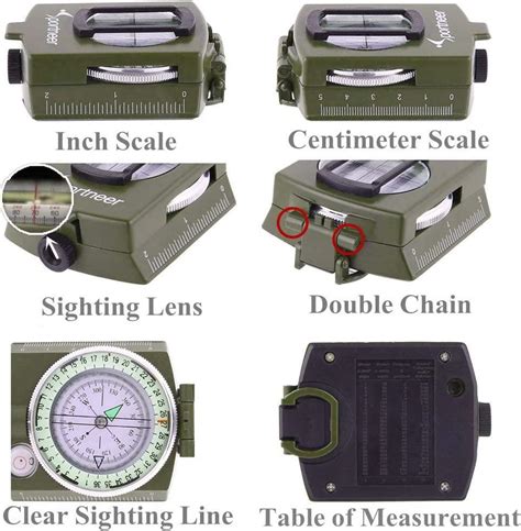 Sportneer Military Lensatic Sighting Compass Compass Survival Tactical