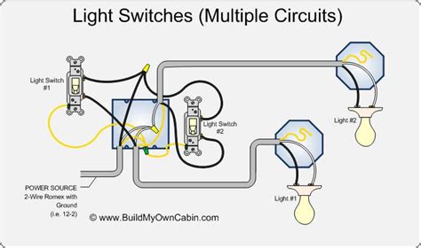 Wiring two light switches together. wiring-multiple-switches-to-multiple-lights-diagram | Cabin How-to's | Pinterest