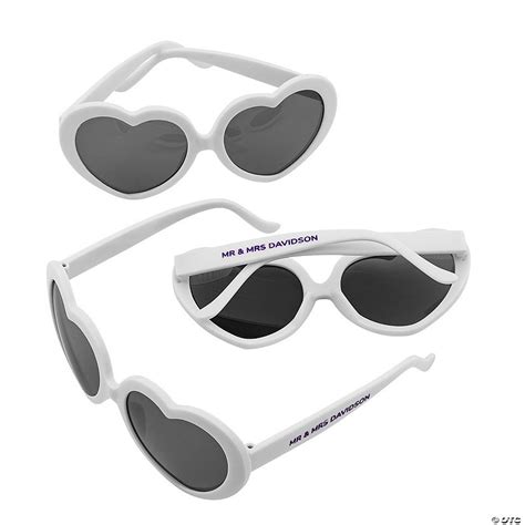 Personalized White Heart Shaped Sunglasses 24 Pc