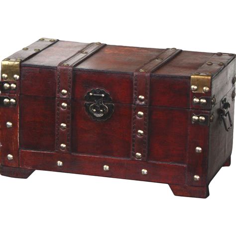 Antique Style Small Wooden Trunk Antique Cherry Overstock 9684867