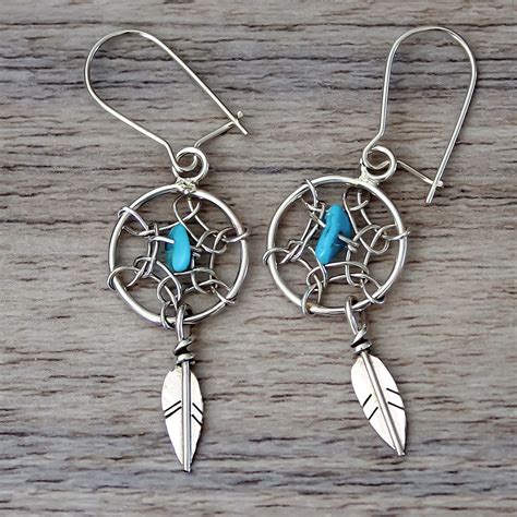 Navajo Small Dream Catcher Earrings Bohemian Jewelry Turquoise