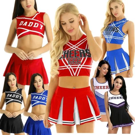 women s cheerleader school girls uniform fancy dress costume cosplay