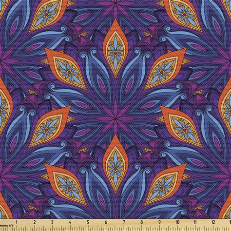 Mandala Fabric By The Yard Upholstery Vibrant Colored Floral Pattern