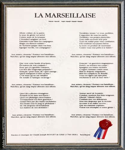 La Marseillaise Hymne National De La France Stock Photo Adobe Stock