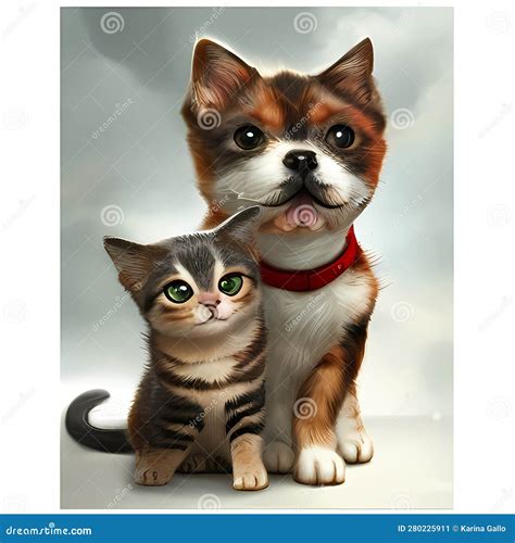 Paw-some Pals - Heartwarming Image of Cats and Dogs As Best Friends