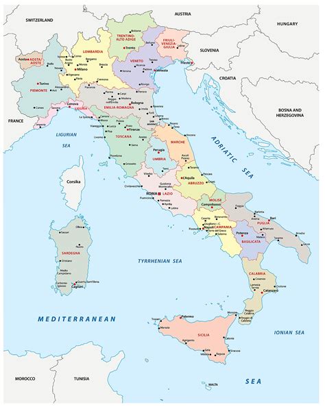 Italy Map Regions And Capitals Map