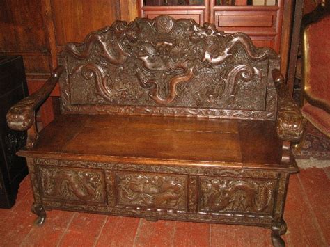 Antique Carved Chinese Dragon Bench Antiquescouk