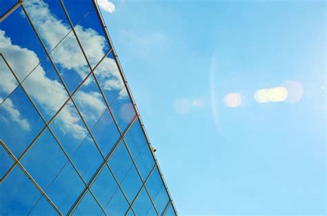 Glass Wall Of The Modern Business Office Building Stock Photo