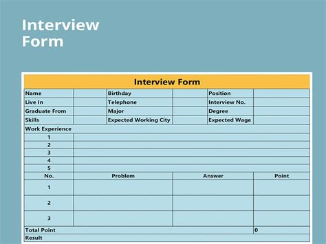 Excel Of Free Interview Formxls Wps Free Templates